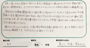 voice19 大田区 肩こり、五十肩、背中のはり S.Tさん(50代男性)